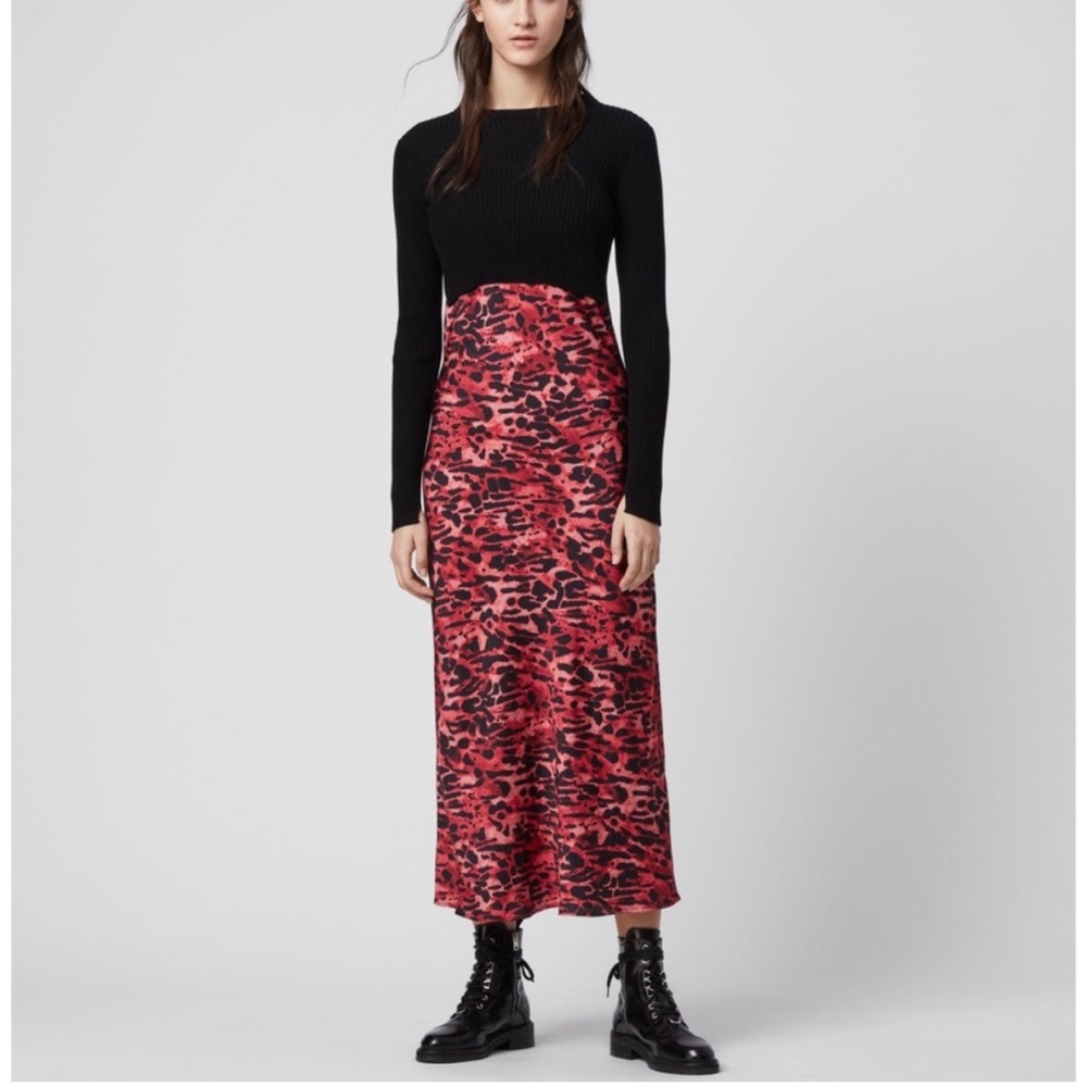 AllSaints Women's 2 in 1 Hera sweater and slip dress